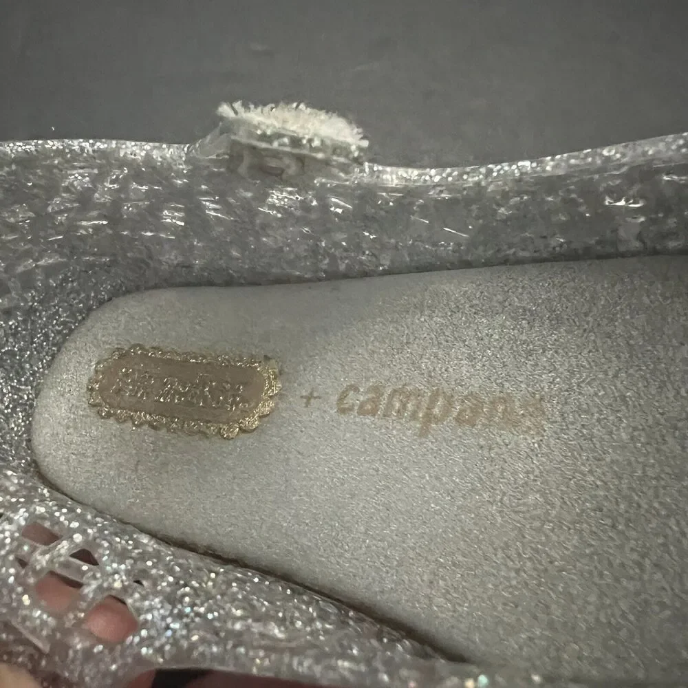 Mini Melissa Shoes Baby Girl 7 Mary Jane Campana Silver Metallic Strap Flat